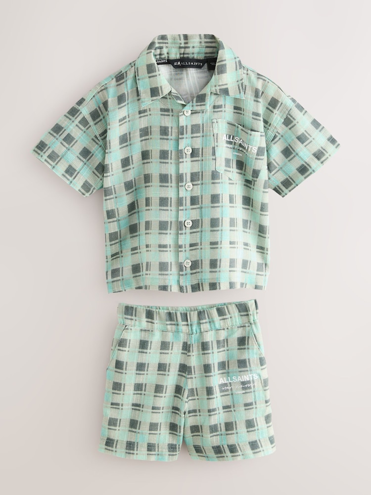 smALLSAINTS Multi Younger Boys Big Sur Checked 100% Cotton Shirt and Shorts Set - Image 1 of 6