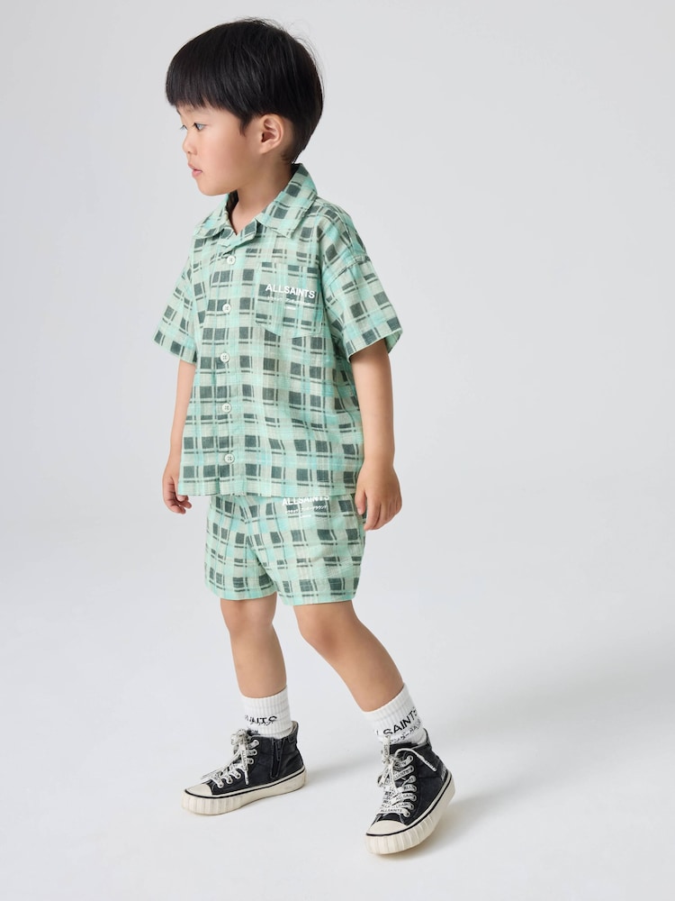 smALLSAINTS Multi Younger Boys Big Sur Checked 100% Cotton Shirt and Shorts Set - Image 2 of 10 smALLSAINTS Multi Younger Boys Big Sur Checked 100% Cotton Shirt and Shorts Set - Image 2 of 10
