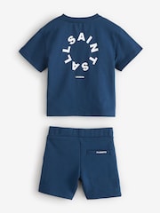 smALLSAINTS Navy Younger Boys Tierra 100% Cotton T-Shirt and Sweat Shorts Set - Image 7 of 9