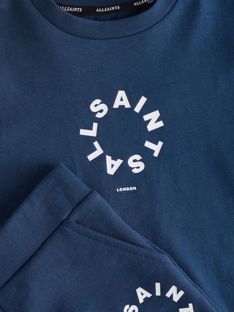 smALLSAINTS Navy Younger Boys Tierra 100% Cotton T-Shirt and Sweat Shorts Set - Image 8 of 9
