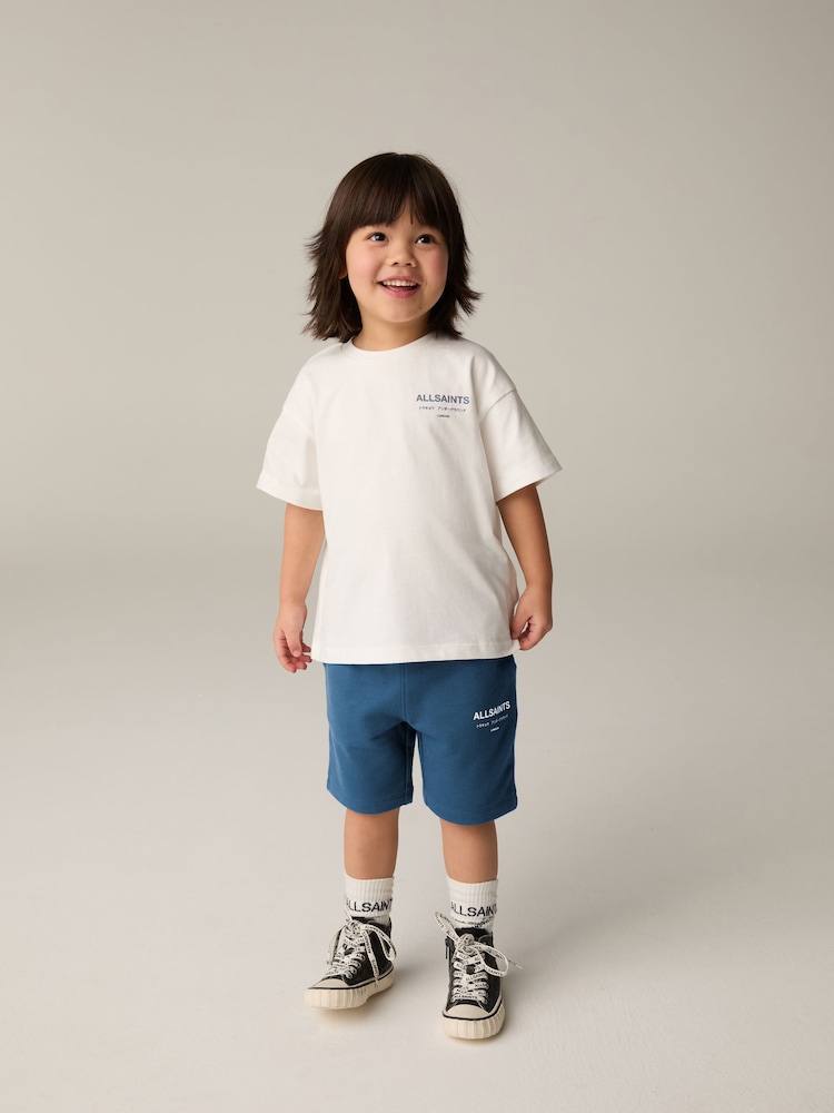 marine - smALLSAINTS Younger Boys Underground 100% Cotton Sweat Shorts - Image 3 of 8
