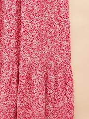 Joules Pink Shirred Midi Dress - Image 3 of 4