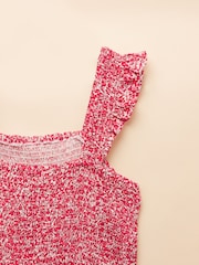 Joules Pink Shirred Midi Dress - Image 4 of 4