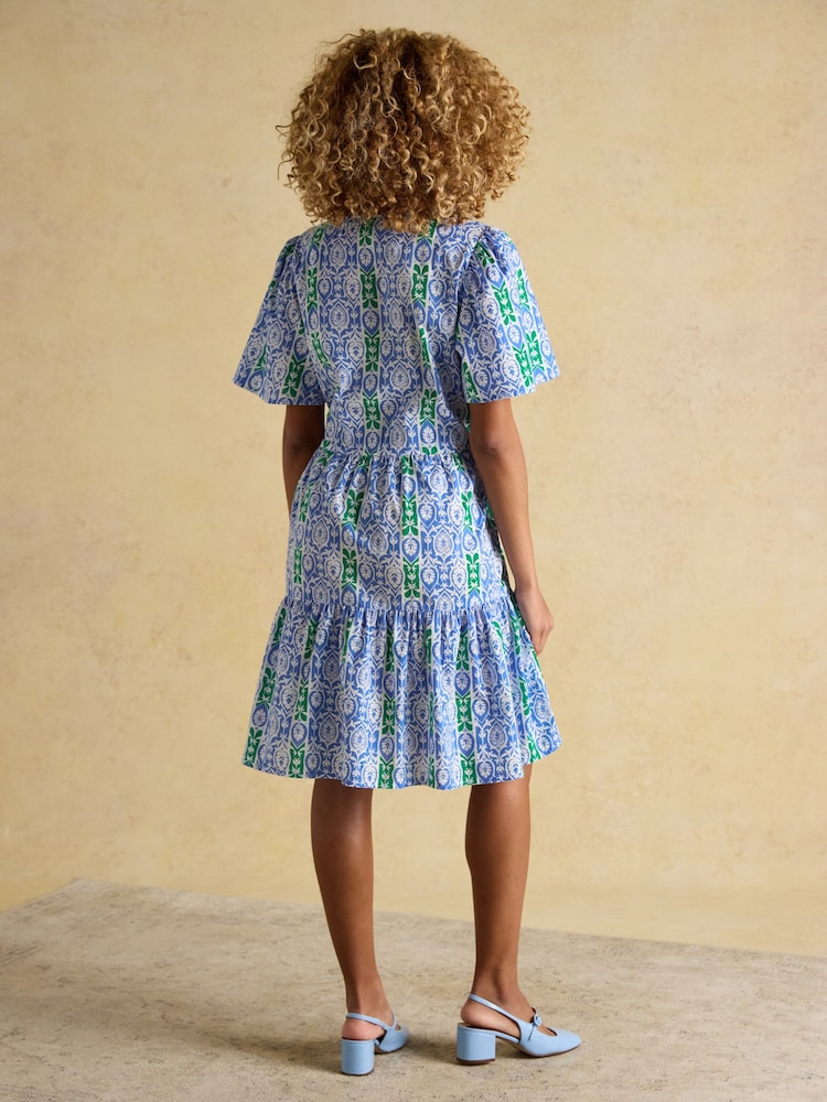 Joules Green/Blue Cotton Dress - Image 2 of 8