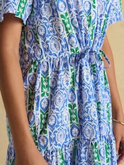 Joules Green/Blue Cotton Dress - Image 4 of 8
