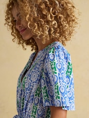 Joules Green/Blue Cotton Dress - Image 5 of 8