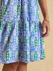 Joules Green/Blue Cotton Dress - Image 6 of 8