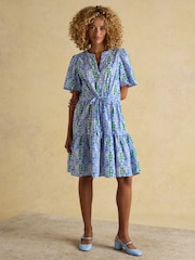 Joules Green/Blue Cotton Dress - Image 7 of 8