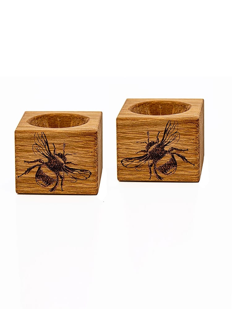 Selbrae House Set of 2 Oak Bee Egg Cups - Image 2 of 2