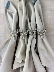 The Just Slate Company Set of 4 Silver Napkin Stag Rings - Image 1 of 3