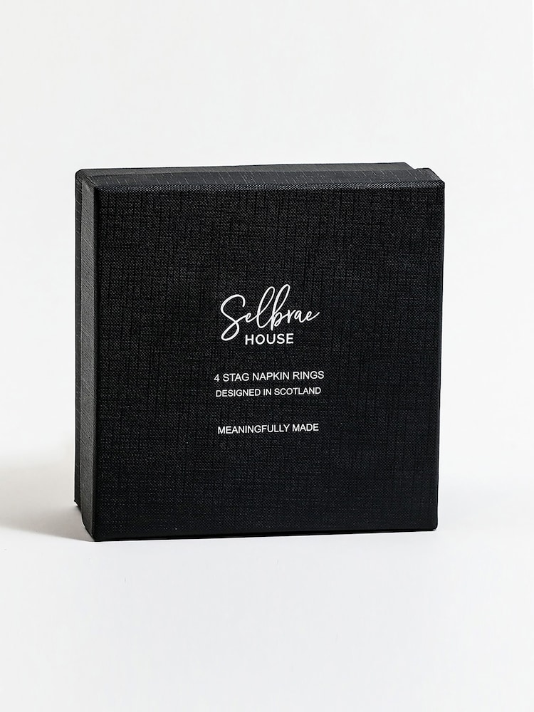 The Just Slate Company Set of 4 Silver Napkin Stag Rings - Image 3 of 3