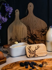 Selbrae House White Stag Butter Dish - Image 1 of 2