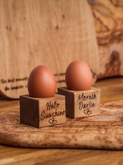 Selbrae House Set of 2 Oak Hello Mornin Egg Cups - Image 1 of 2