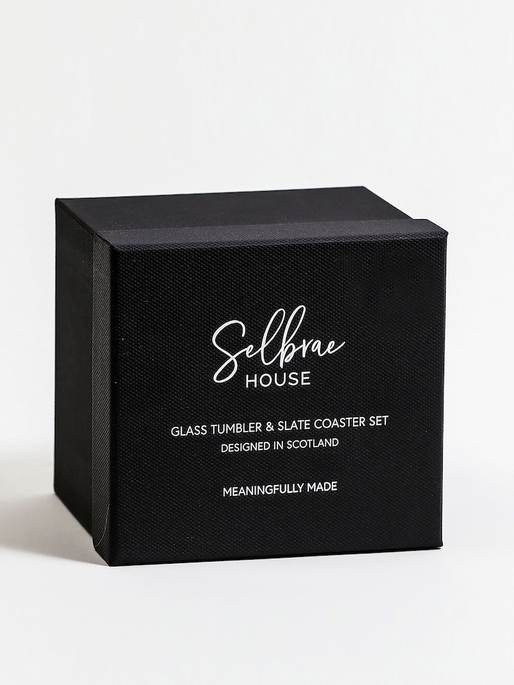Selbrae House Clear Stag Glass Tumbler and Coaster Set - Image 3 of 3