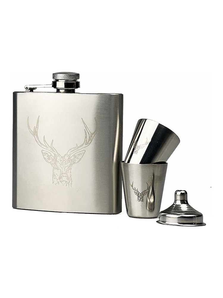 Selbrae House Chrome Stag Hip Flask & Cup Set - Image 2 of 3 Selbrae House Chrome Stag Hip Flask & Cup Set - Image 2 of 3