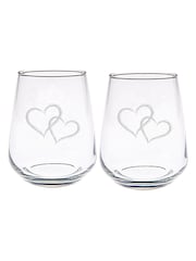 Selbrae House Set of 2 Clear Love Hearts Stemless Glasses - Image 2 of 3