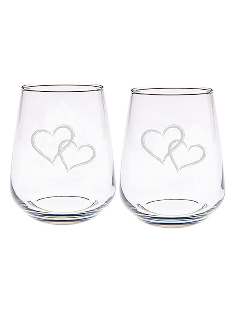 Selbrae House Set of 2 Clear Love Hearts Stemless Glasses - Image 2 of 3