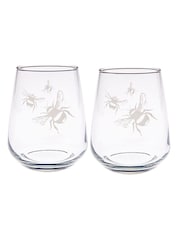 Selbrae House Set of 2 Clear Bee Stemless Glasses - Image 2 of 3