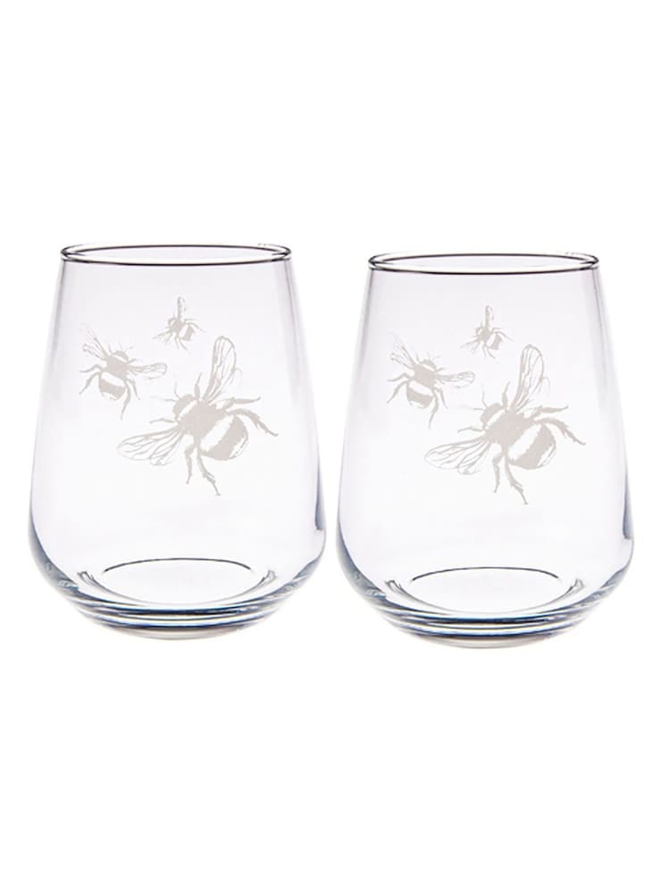 Selbrae House Set of 2 Clear Bee Stemless Glasses - Image 2 of 3