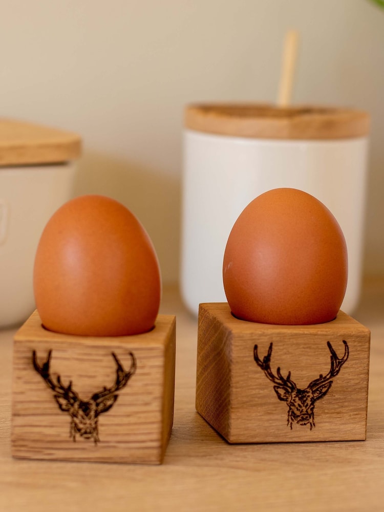 Selbrae House Set of 2 Oak Stag Prince Egg Cups - Image 1 of 2