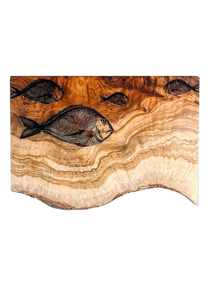 The Just Slate Company Olive Wood Rectangular Chopping Board - Fish Repeat - Image 2 of 2 The Just Slate Company Olive Wood Rectangular Chopping Board - Fish Repeat - Image 2 of 2