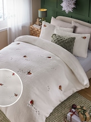 Christmas Robin Fleece Duvet Cover and Pillowcase Set - Imagen 3 de 4
