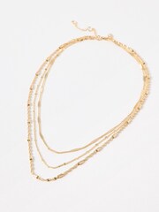 Oliver Bonas Gold Tone Zetna Fine Chain Layered Necklace - Image 1 of 4