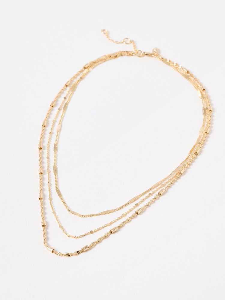 Oliver Bonas Gold Tone Zetna Fine Chain Layered Necklace - Image 1 of 4
