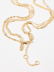 Oliver Bonas Gold Tone Zetna Fine Chain Layered Necklace - Image 3 of 4
