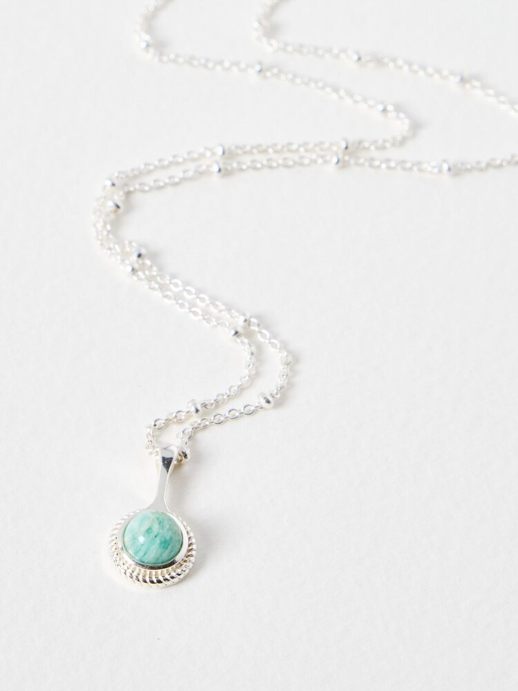 Oliver Bonas Blue Afina Amazonite Silver Plated Pendant Necklace - Image 1 of 3