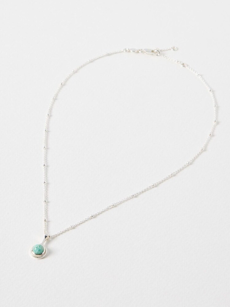 Oliver Bonas Blue Afina Amazonite Silver Plated Pendant Necklace - Image 2 of 3