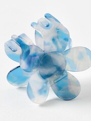 Oliver Bonas Blue Agnes Flower Blue Shimmer Hair Claw Clip - Image 2 of 6