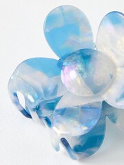 Oliver Bonas Blue Agnes Flower Blue Shimmer Hair Claw Clip - Image 4 of 6