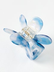 Oliver Bonas Blue Agnes Flower Blue Shimmer Hair Claw Clip - Image 5 of 6