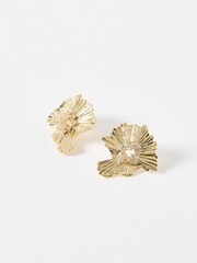 Oliver Bonas Gold Tone Ariella Organic Shape Matte Stud Earrings - Image 1 of 4