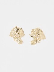 Oliver Bonas Gold Tone Ariella Organic Shape Matte Stud Earrings - Image 2 of 4