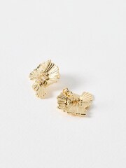 Oliver Bonas Gold Tone Ariella Organic Shape Matte Stud Earrings - Image 3 of 4