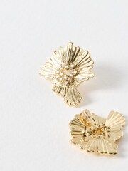 Oliver Bonas Gold Tone Ariella Organic Shape Matte Stud Earrings - Image 4 of 4