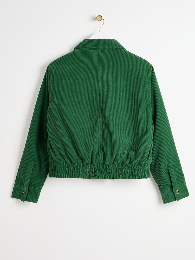 Oliver Bonas Green Corduroy Scallop Pocket Collared Jacket - Image 2 of 5