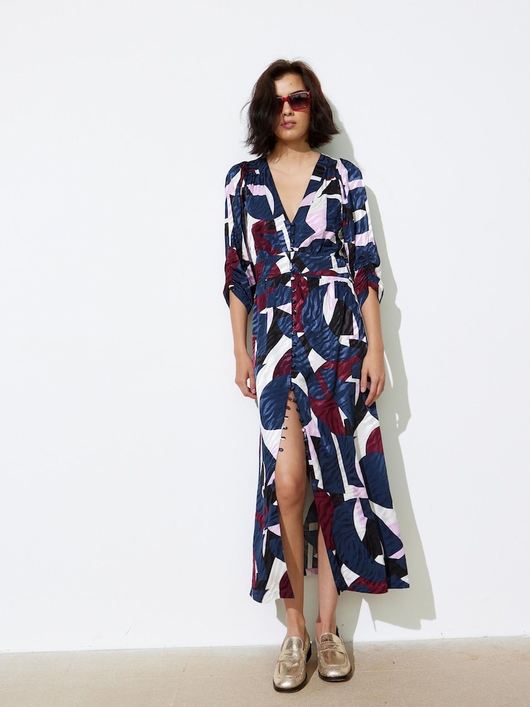 Oliver Bonas Abstract Print Midi Dress - Изображение 1 из 8