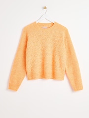 Oliver Bonas Orange Peach Cable Knit Ribbed Jumper - Image 1 of 6