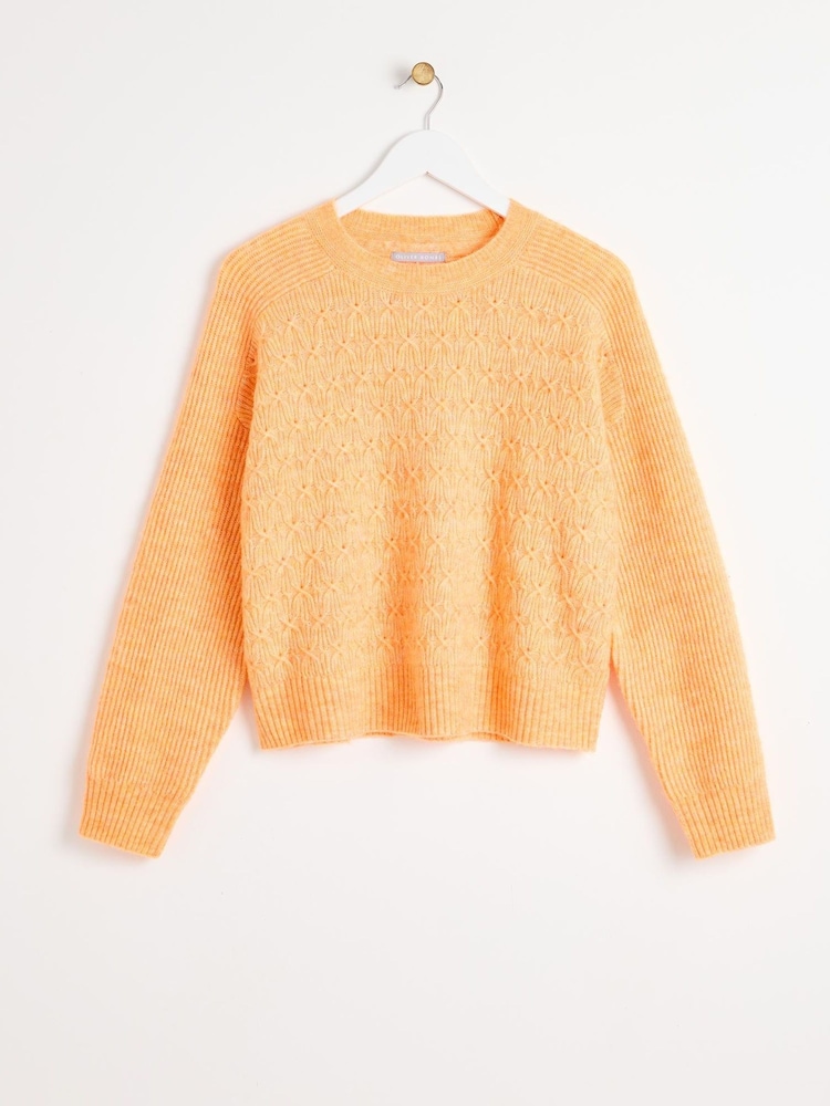 Oliver Bonas Orange Peach Cable Knit Ribbed Jumper - Image 1 of 6 Oliver Bonas Orange Peach Cable Knit Ribbed Jumper - Image 1 of 6
