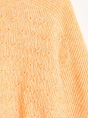 Oliver Bonas Orange Peach Cable Knit Ribbed Jumper - Image 4 of 6