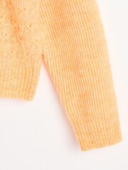 Oliver Bonas Orange Peach Cable Knit Ribbed Jumper - Image 5 of 6
