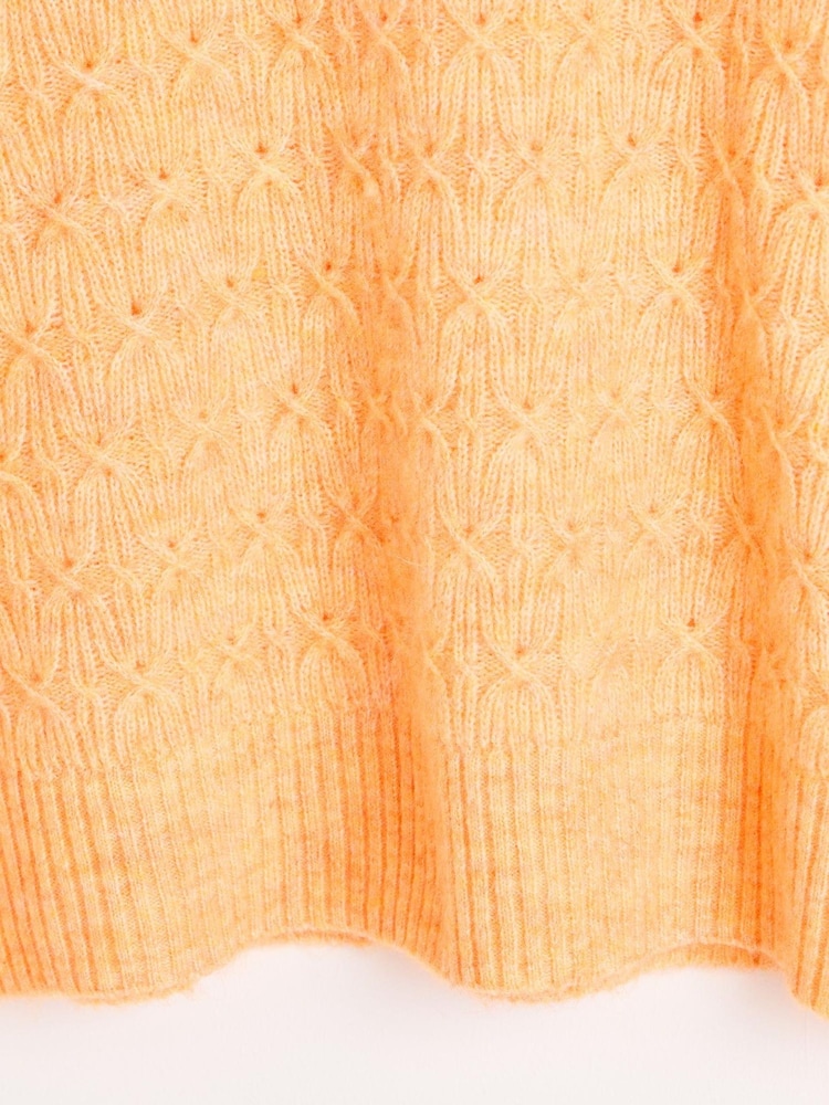 Oliver Bonas Orange Peach Cable Knit Ribbed Jumper - Image 6 of 6 Oliver Bonas Orange Peach Cable Knit Ribbed Jumper - Image 6 of 6