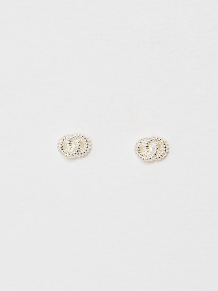 Oliver Bonas Silver Tone Becca Double Loop Stud Earrings - Image 2 of 3