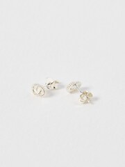 Oliver Bonas Silver Tone Becca Double Loop Stud Earrings - Image 3 of 3