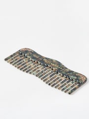 Oliver Bonas Green Edie Resin Wavy Hair Comb - Image 1 of 4