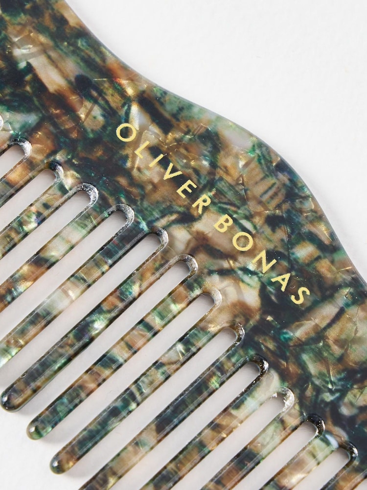 Oliver Bonas Green Edie Resin Wavy Hair Comb - Image 3 of 4