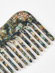 Oliver Bonas Green Edie Resin Wavy Hair Comb - Image 4 of 4
